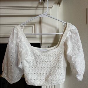 Elegant White Crochet Women's Top